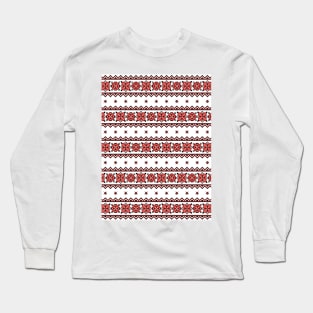 Pattern with Ornamental Composition Inspired by Ukrainian Traditional Embroidery Long Sleeve T-Shirt